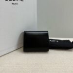 Celine SMALL FLAP WALLET TRIOMPHE IN SHINY CALFSKIN 10D783 black&gold - Image 2
