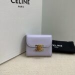 Celine SMALL FLAP WALLET TRIOMPHE IN SHINY CALFSKIN 10D783 light Purple