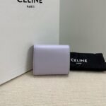Celine SMALL FLAP WALLET TRIOMPHE IN SHINY CALFSKIN 10D783 light Purple - Image 3
