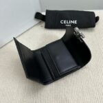 Celine SMALL FLAP WALLET TRIOMPHE IN SHINY CALFSKIN 10D783 white&SILVER - Image 4