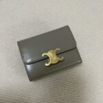 Celine SMALL FLAP WALLET TRIOMPHE IN SHINY CALFSKIN 10L653 dark gray