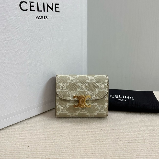 Celine-SMALL-FLAP-WALLET-TRIOMPHE-IN-TRIOMPHE-CANVAS-10D783-Off-white-1242 Celine SMALL FLAP WALLET TRIOMPHE IN TRIOMPHE CANVAS 10D783 Off-white - Image 1