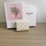 Celine SMALL FLAP WALLET TRIOMPHE IN TRIOMPHE CANVAS 10D783 white - Image 6