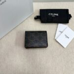 Celine TRIOMPHE BUSINESS CARD HOLDER IN TRIOMPHE CANVAS AND LAMBSKIN 10M122 TAN - Image 4