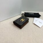 Celine TRIOMPHE BUSINESS CARD HOLDER IN TRIOMPHE CANVAS AND LAMBSKIN 10M122 TAN - Image 6