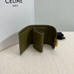 Celine TRIOMPHE COMPACT WALLET IN SHINY CALFSKIN 10K623 dark green - Image 6