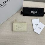 Celine ZIPPED CARD HOLDER IN SMOOTH LAMBSKIN 10K583 Off-white