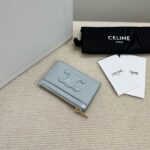 Celine ZIPPED CARD HOLDER IN SMOOTH LAMBSKIN 10K583 light blue - Image 6