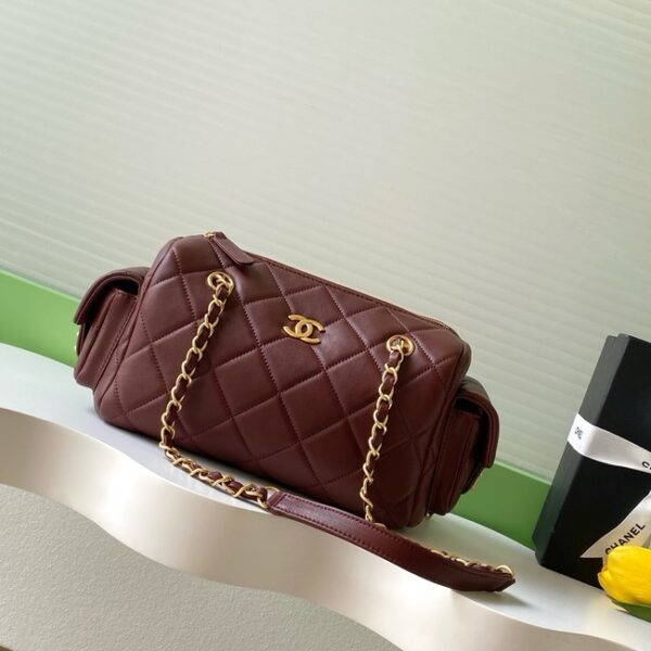 Chanel Lambskin Bowling Bag AS5791 burgundy