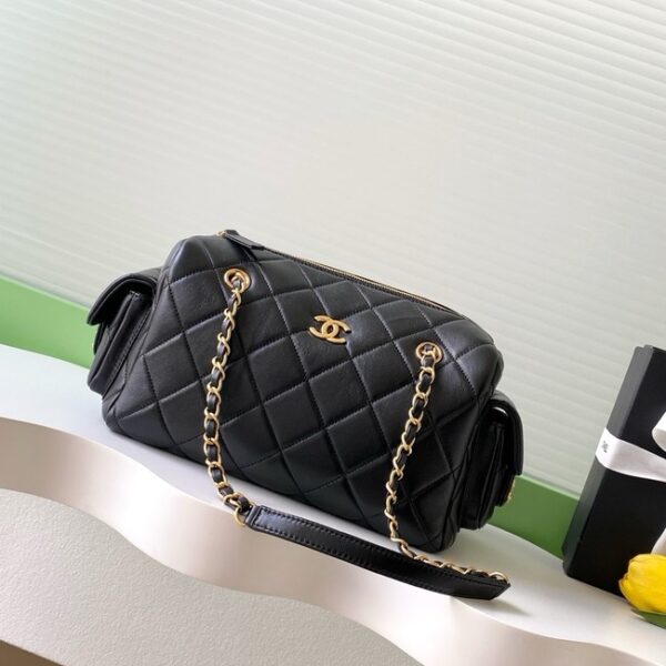 Chanel Lambskin Small Bowling Bag AS5792 black