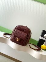 Chanel Lambskin Small Bowling Bag AS5792 burgundy - Image 3
