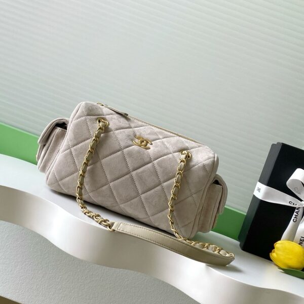 Chanel velvet Bowling Bag AS5791 Cream