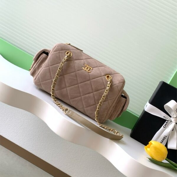 Chanel velvet Bowling Bag AS5791 Khaki