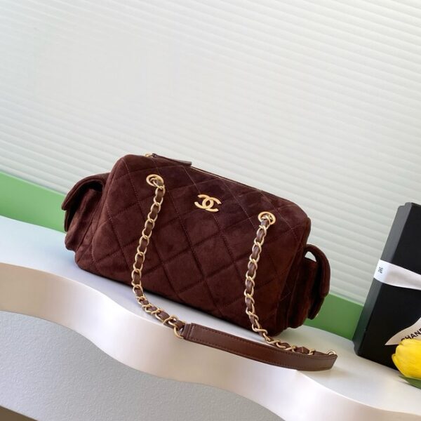 Chanel velvet Bowling Bag AS5791 dark brown