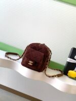 Chanel velvet Bowling Bag AS5791 dark brown - Image 4