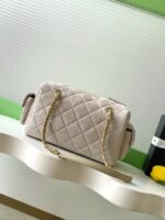 Chanel velvet Small Bowling Bag AS5792 Cream - Image 3
