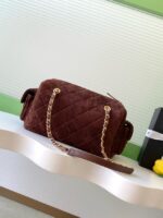 Chanel velvet Small Bowling Bag AS5792 dark brown - Image 4