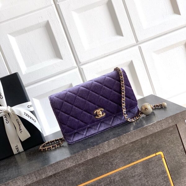 Chanel velvet Wallet On Chain AP1450 Purple