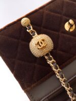 Chanel velvet Wallet On Chain AP1450 dark brown - Image 4