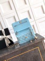 Chanel velvet Wallet On Chain AP1450 light blue - Image 7