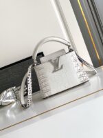 Louis Vuitton Capucines MINI M84713 light gray&crystal