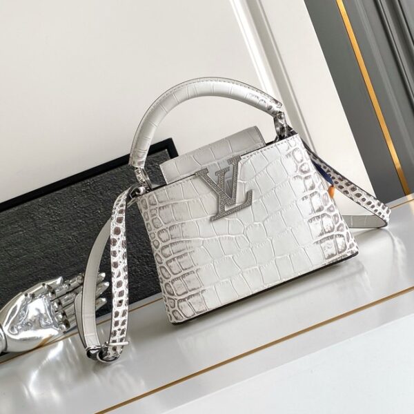 Louis Vuitton Capucines MINI M84713 light gray&crystal