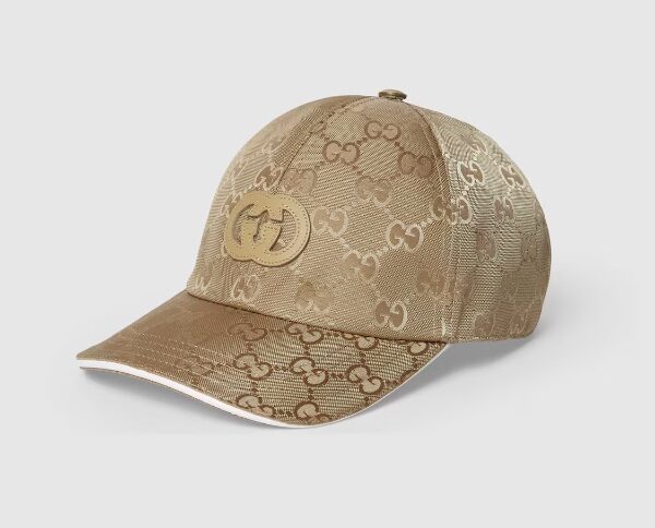 GG nylon baseball hat beige and light brown
