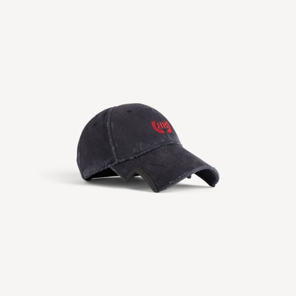 Balenciaga Laurel Classic Cap in Faded Black/red