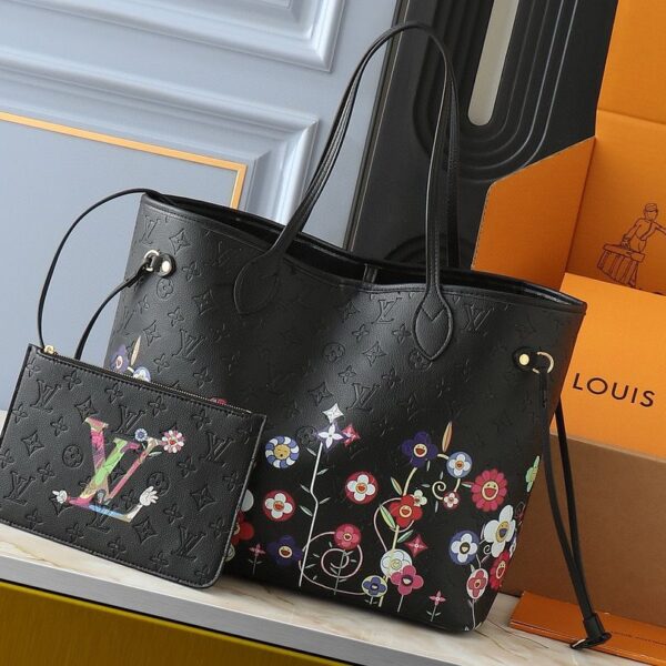 M13675 Louis Vuitton LV x TM Neverfull MM Black