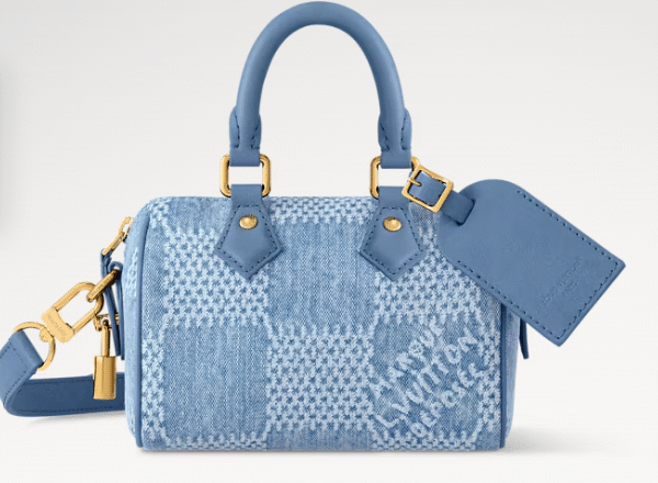 N00208 Louis Vuitton Speedy 18 Bandouliere Denim Blue