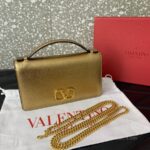 Valentino Garavani Vring Leather Bag 068 Gold - Image 6
