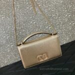 Valentino Garavani Vring Leather Bag 068 Champage - Image 4