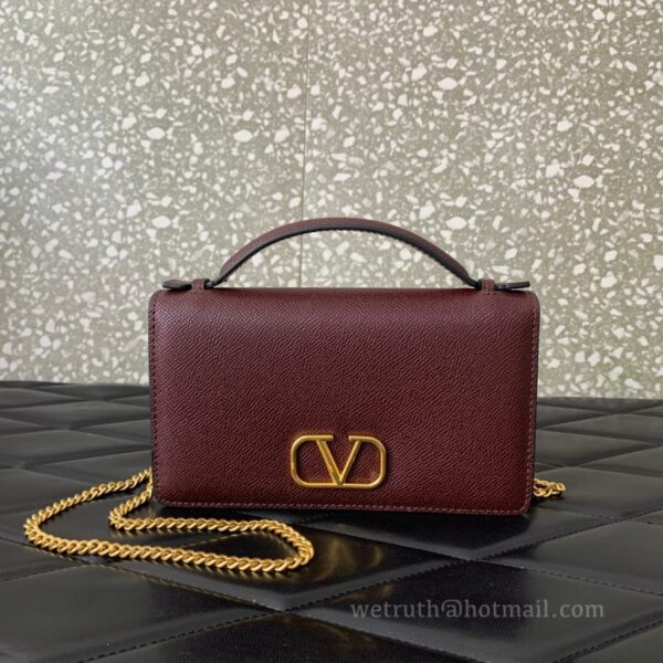 Valentino Garavani Vring Leather Bag 068 Wine