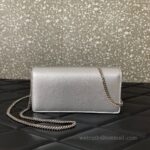 Valentino Leather Clutch Chain Shoulder Bag 061 Silver - Image 3