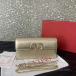 Valentino Leather Clutch Chain Shoulder Bag 061 Champagne - Image 6