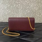 Valentino Leather Clutch Chain Shoulder Bag 061 Wine - Image 3