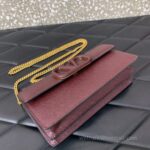 Valentino Leather Clutch Chain Shoulder Bag 061 Wine - Image 2