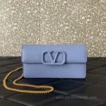 Valentino Leather Clutch Chain Shoulder Bag 061 blue