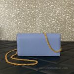 Valentino Leather Clutch Chain Shoulder Bag 061 blue - Image 4