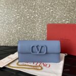 Valentino Leather Clutch Chain Shoulder Bag 061 blue - Image 5