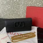 Valentino Leather Clutch Chain Shoulder Bag 061 Black - Image 2