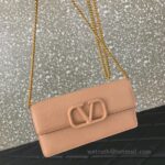 Valentino Leather Clutch Chain Shoulder Bag 061 Deep Beige - Image 4