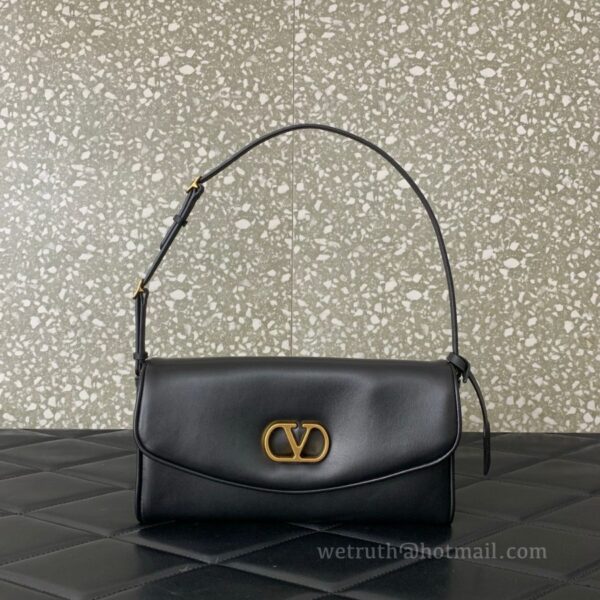 Valentino GARAVANI DEVAIN Small Lambskin Shoulder Bag 2031 Black