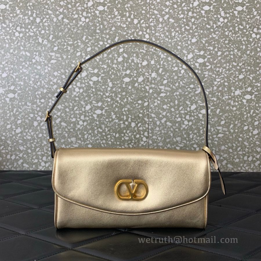 batch_IMG_0773 Valentino GARAVANI DEVAIN Small Lambskin Shoulder Bag 2031 Gold - Image 1
