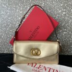 Valentino GARAVANI DEVAIN Small Lambskin Shoulder Bag 2031 Gold - Image 6