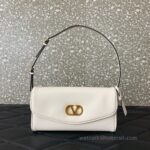 Valentino GARAVANI DEVAIN Small Lambskin Shoulder Bag 2031 White