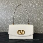 Valentino GARAVANI VAIN Shiny Calfskin Leather Top-Handle Bag 2017 White