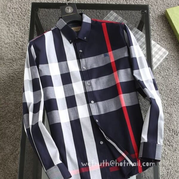 Burberry Clothes Mens Check Cotton Shirts E8632