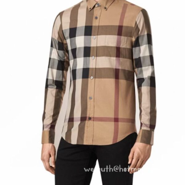 Luxury Mens Shirts Burberry Cotton Check Shirt 1617