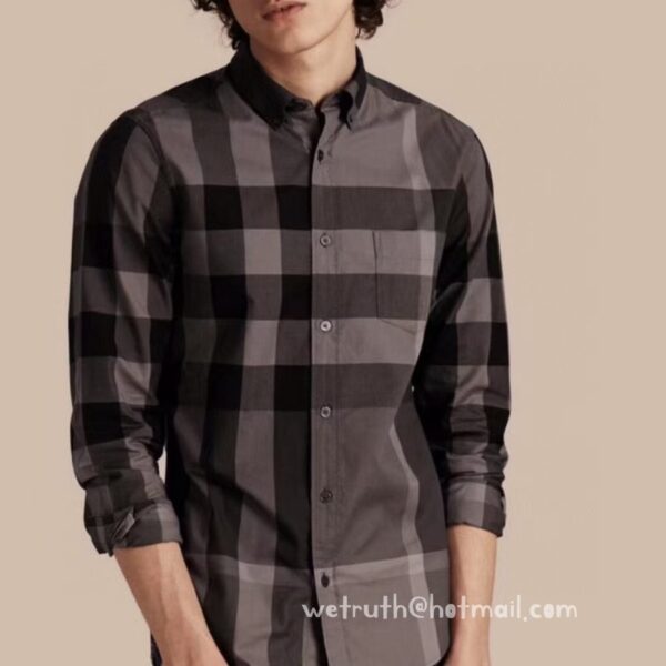 Luxury Mens Shirts Burberry Cotton Check Shirt 1608